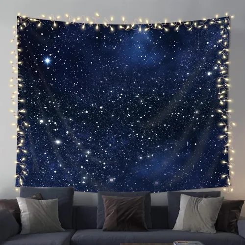 Miniatura 8 de Imirell Tapiz de estrellas de cielo nocturno para colgar en la pared, color azul oscuro, estrellado cósmico, 78 pulgadas de ancho x 59 pulgadas