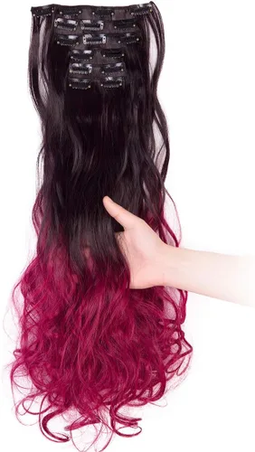 Miniatura 16 de Extensiones de pelo de 24 a 26 pulgadas, 6 unidades, 16 clips rizados, ondulados, rectos, gruesos, clip en extensiones de pelo sintético.
