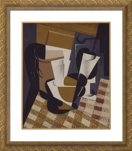 ArtDirect Gris, Juan 20x23 Gold Ornate Framed Art Print with Double Matting Titled: Pitcher and Glass Gold Ornate Wood Frame with Double Matting