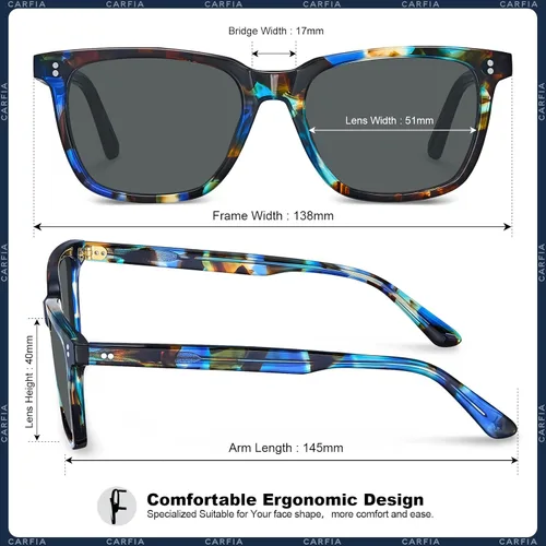 Miniatura 70 de Carfia Chic - Lentes de sol polarizados para mujer, protección UV400, marco de acetato pulido a mano
