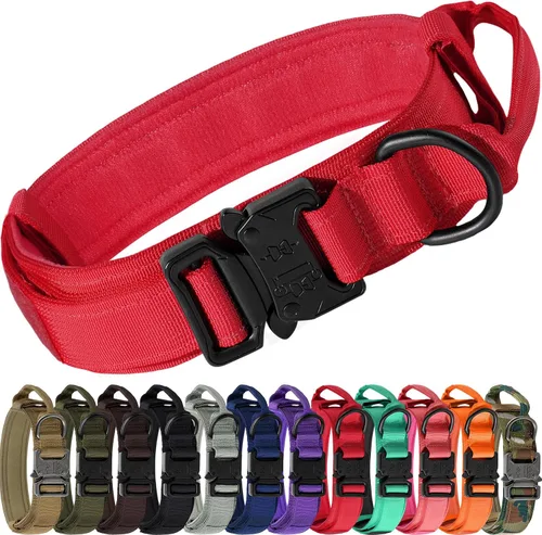 Miniatura 16 de Joytale Collar táctico para perro con asa, collar militar ajustable y resistente con 2 parches para entrenamiento, adecuado para perros medianos