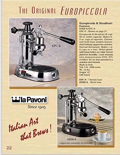 Miniatura 5 de La Pavoni EPBB-8 Europiccola - Cafetera espresso 8 tazas color negro