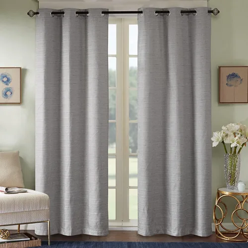 Comfort Spaces - Juego de 2 paneles de cortina de tela de ramio para ventana Gris