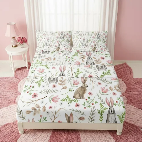 Miniatura 28 de QOOMO Ropa de cama Kawaii Axolotl para niños y niñas, diseño de flor de cerezo rosa, juego de ropa de cama súper suave para niños, con estrellas