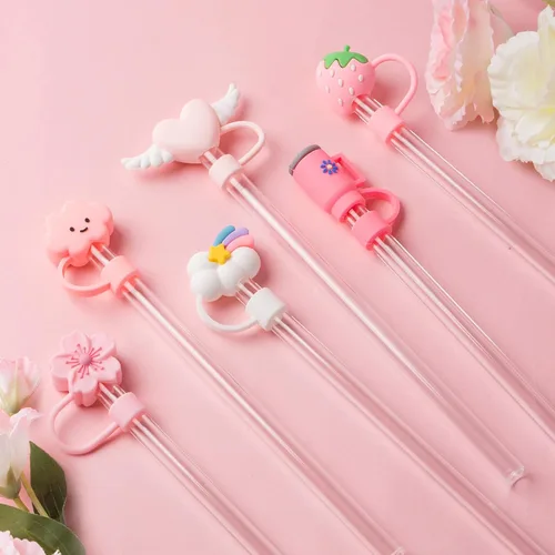 Miniatura 5 de BULKITEM 6 tapas con pajita rosa para vaso Stanley Cup 40 de 30 onzas, tapa de pajita reutilizable de 10 mm, accesorios bonitos para la parte Corte