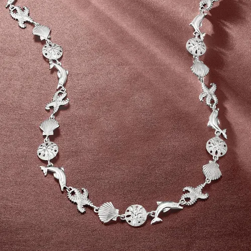 Miniatura 5 de Ross-Simons Sterling Silver Sea Life Link Necklace