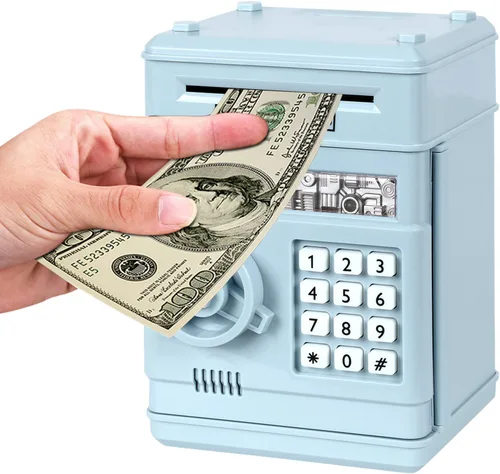 Miniatura 15 de Alcancía Electrónica de Cajero Automático con Contraseña de Dibujos Animados Lata de Monedas de Efectivo Puede Desplazar Automáticamente Billetes