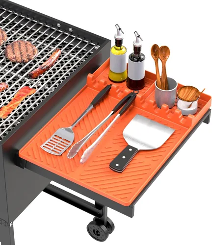 Miniatura 7 de Alfombrilla de parrilla de silicona compatible con Blackstone, herramientas de plancha de silicona con almohadilla para goteo, alfombrilla