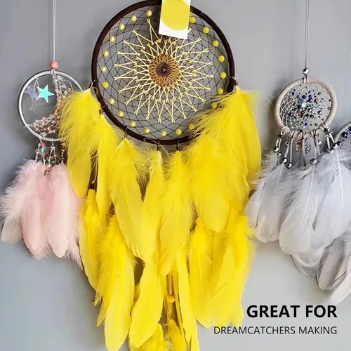 Miniatura 5 de FeelfunFeather 120 plumas de ganso amarillas de 6-8 Pulgadas 15-20 cm, plumas naturales decorativas a granel para manualidades, cosplay, bodas