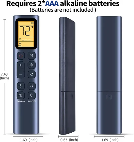 Miniatura 7 de Mando a distancia de CA de repuesto para aire acondicionado portátil DREO AC318S AC319S - Conmutable entre Fahrenheit y Celsius (negro)