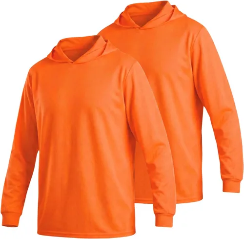 Miniatura 11 de HYCOPROT Hi Vis - Camisas de seguridad con capucha de alta visibilidad, manga larga, camisetas de trabajo de construcción, camisetas con capucha