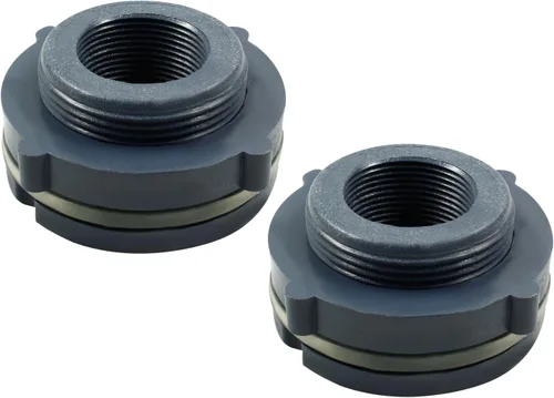 Miniatura 8 de 1 unidad Accesorio de Mamparo NPT2 de PVC, Conector de Tanque de Agua de Plástico de 2 Pulgadas con Rosca Pasante para Barriles de Lluvia, Acuarios