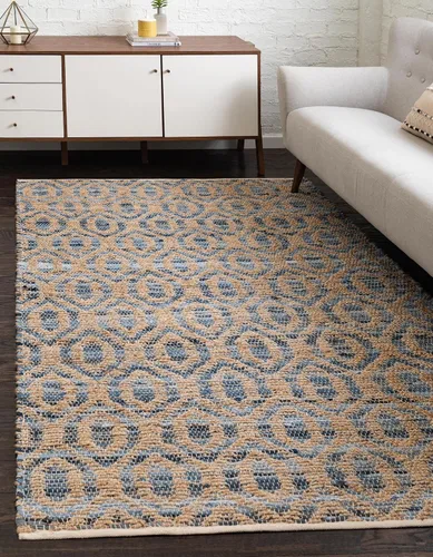 Unique Loom Chindi Jute Collection - Alfombra rectangular (5 pies 1 pulgada x 8 pies, color azul marino)