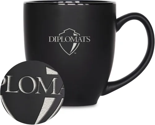 Miniatura 399 de Rico Industries - Taza de cerámica mate negra con grabado láser estándar de 15oz para NCAA (escuelas T & U) - Para bebidas calientes o frías