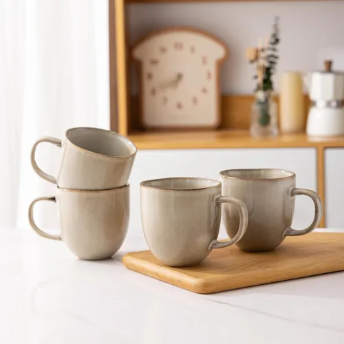 Miniatura 6 de AmorArc Tazas de café de 12 onzas, juego de 6 tazas de café de cerámica para hombre, mujer, papá, mamá, tazas de café modernas con asa