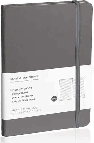 Miniatura 37 de Cuaderno rayado con tapa dura para hombres y mujeres – Cuadernos para escribir, trabajo, escuela, hogar y notas diarias, 160 páginas – Tamaño A5