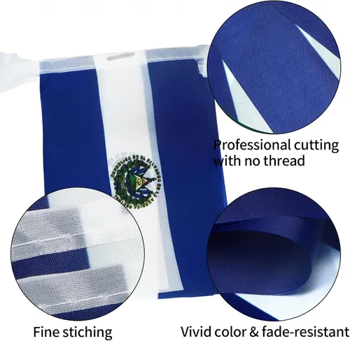 Miniatura 3 de Bandera de El Salvador, bandera salvadoreña, pequeña cuerda de banderas de El Salvador, mini banderas salvadoreñas banderín, utilizada para fiestas