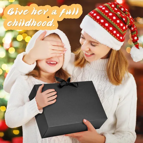 Miniatura 6 de Paquete de 12 cajas de regalo negras con tapas, caja de propuesta de padrinos de boda de 12 x 9.8 x 3.1 pulgadas, caja de regalo negra de lujo