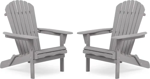 Miniatura 18 de SoliWood - Juego de 4 sillas plegables Adirondack de madera para exteriores, con respaldo preensamblado, silla de madera para patio, jardín, porche