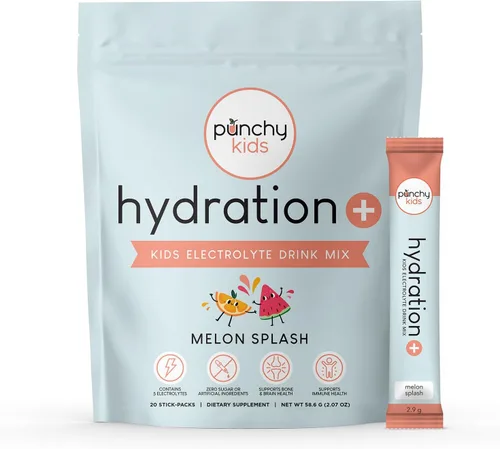 Miniatura 11 de Hydration+ - Mezcla de bebida de electrolitos para niños, cero azúcar, apoyo inmunológico y óseo con vitamina D, zinc y K2, cuchara de polvo