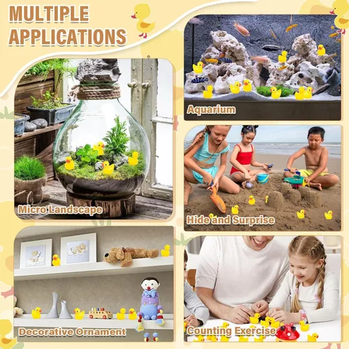 Miniatura 7 de selizo 250 mini patos de resina, pequeños patos de plástico para ocultar, pequeños dijes de pato de resina para bebés a granel para casa de muñecas
