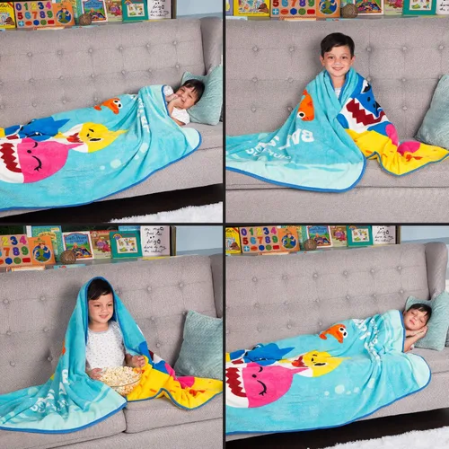 Miniatura 4 de Franco - Ropa de cama infantil de microfibra súper suave, 46 pulgadas x 60 pulgadas, diseño de Baby Shark Tiburón bebé