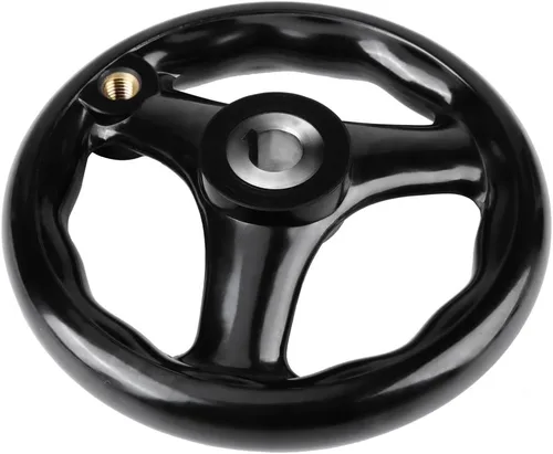 Miniatura 7 de Hilitand Rueda de mano 1 unids 0.472 * 4.921 in negro redondo 3 radios rueda de mano con mango giratorio para fresadora de torno