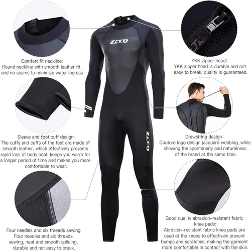 Miniatura 2 de ZCCO Traje de neopreno para hombres y mujeres, traje húmedo de cuerpo completo de 3/0.079 in para buceo, surf, esnórquel, kayak y deportes de agua