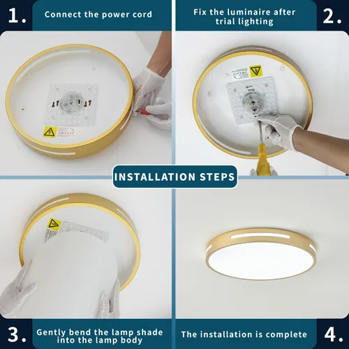 Miniatura 6 de Lámpara de techo de montaje empotrado dorada LED, 24W, lámpara de techo para cocina, montaje en techo, regulable, paquete de 2, lámpara de techo