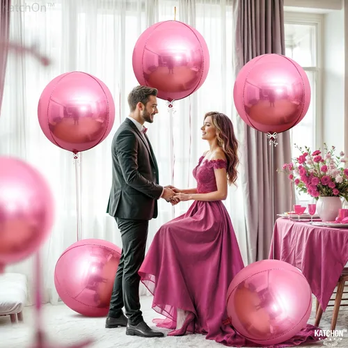 Miniatura 5 de KatchOn, Globos de papel aluminio de color rosa claro, 22 pulgadas, paquete de 6 unidades, globos de Mylar rosa claro para decoraciones de Navidad