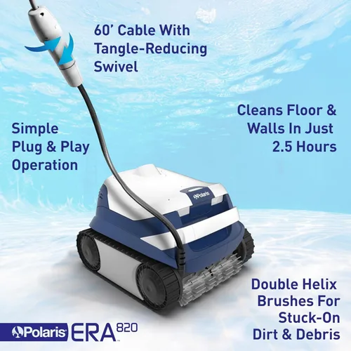 Miniatura 3 de Polaris ERA 820 - Limpiador robótico de piscinas con aspiradora ciclónica, cepillos duales, cable giratorio de 60 pies, recipiente grande