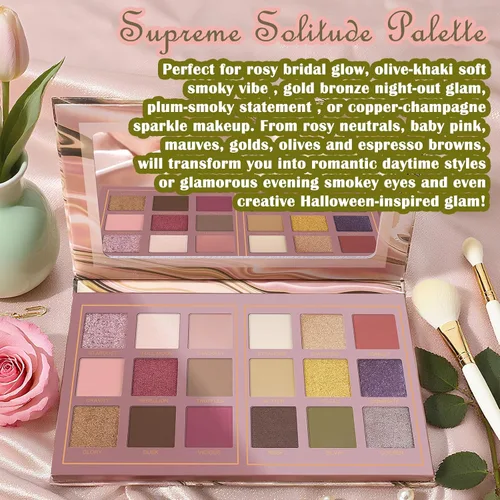 Miniatura 5 de Prism Makeup Paleta de maquillaje mate para párpados Pro 18 colores sombra de ojos pigmentada con brillo y purpurina, maquillaje cosmético mezclable