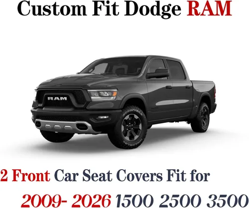 Miniatura 5 de YIERTAI - Fundas de asiento para Dodge RAM, camionetas 2009-2025 2026, 1500/2500/3500HD, Set completo, solo para asientos delanteros, de doble 2
