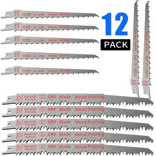 Miniatura 9 de Paquete de 12 hojas de sierra recíproca de metal, hojas de sierra de podar de madera para sierras recíprocas/Sawzall, cuchillas BI-M42 Sawzall