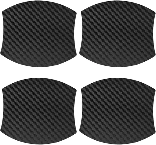 kingsea 4 protectores de arañazos para manija de puerta de automóvil, textura magnética extraíble de fibra de carbono 3D, textura de fibra de