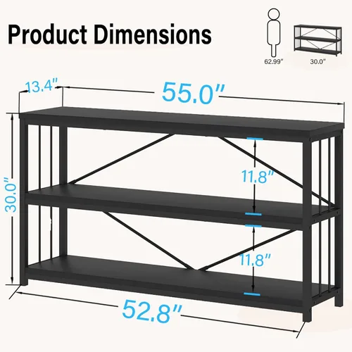 Miniatura 2 de LVB Mesa consola negra, mesa de entrada moderna para pasillo y sala de estar, mesa de sofá industrial detrás del sofá, mesa de entrada de madera