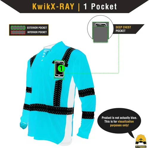 Miniatura 7 de KwikSafety - Charlotte, NC - Camisas de seguridad de manga larga premium [cuello redondo, botón y cuello con cremallera] Clase 3 ANSI probado OSHA