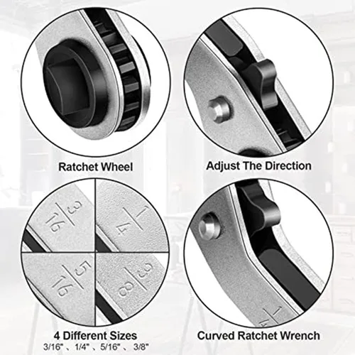 Miniatura 6 de Llave de trinquete Llave de servicio de trinquete 3/8 "a 1/4" para reparación de equipos de refrigeración con adaptador de bits