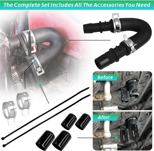Miniatura 2 de Kit de derivación del núcleo del calentador del motor con manguera de 5/8" 3/4", compatible con GM Chevy Silverados Tahoes Yukons Honda Civic Ford