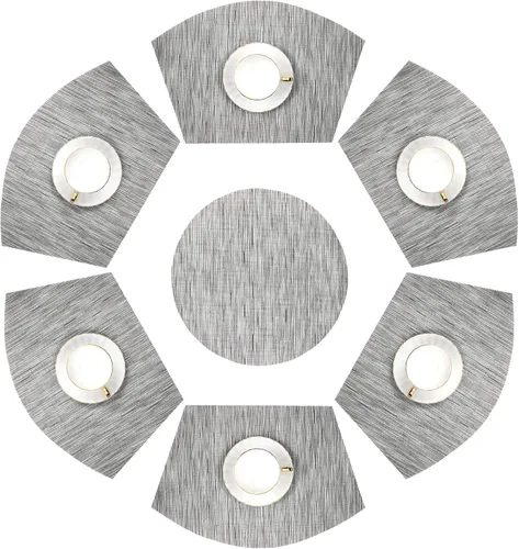 Miniatura 18 de SHACOS Juego de 5 manteles individuales pequeños en forma de cuña con centro de mesa, resistentes al calor, lavables (5, beige)