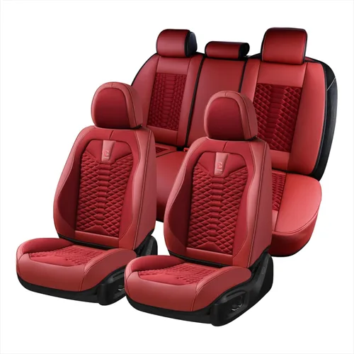 Miniatura 23 de Coverado Juego Completo de Fundas de Asiento de Automóvil, Fundas de Asiento de Cuero de Lujo para Delantero y Trasero, Fundas de Asiento En