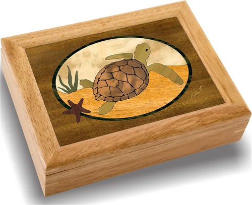 MarqArt Joyero de madera de tortuga marina, hecho a mano en Estados Unidos, calidad inigualable, único, no hay dos iguales, obra original de arte en