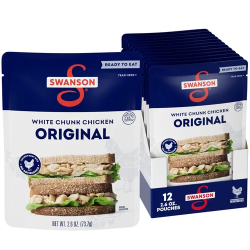 Miniatura 18 de SWANSON S Ajo y Hierbas Pollo Blanco en Trozos Totalmente Cocinado, Listo para Comer, Comidas Simples Para Llevar, Bolsa de 2.6 OZ (Caja de 12)
