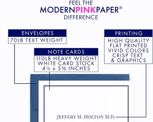 Miniatura 3 de Modern Pink Paper Papelería personalizada para hombres o mujeres, tarjetas de notas plegables personalizadas, tu elección