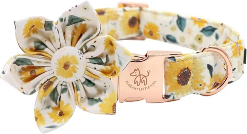 Miniatura 18 de Elegant little tail - Collar rosa para perras con flor, collar ajustable para mascotas con regalo de flores, collares para perros medianos