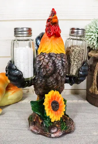 Miniatura 8 de Ebros Country Farm Barnyard Alpha Rooster - Juego de salero y pimentero, juego de figuras de girasol, aves de corral, pollo, condimentos decorativos