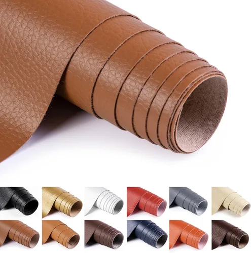 Miniatura 29 de ANMINY Tela de cuero sintético de vinilo de 54" de ancho para tapicería por yarda de 0.7MM de espesor, cuero PU suave para exteriores