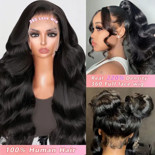 Miniatura 2 de catti 360 Lace Front Wigs Human Hair Body Wave 220 Density HD Lace Front Wigs Pre Plucked Full Lace Human Hair Wig for Women