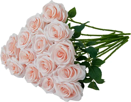 Miniatura 24 de Carlita's Blooms 15 piezas Rosas Falsas Flores Artificiales de Seda Flor Rosa Falsa Tallos Largos Ramo para Arreglo Centro de Mesa de Boda Fiesta