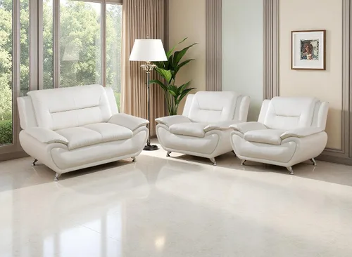 Miniatura 62 de Juego de sofá de cuero (3 piezas, cuero negro B), muebles de sala de estar para apartamento, material de estilo minimalista, fácil montaje B-cuero